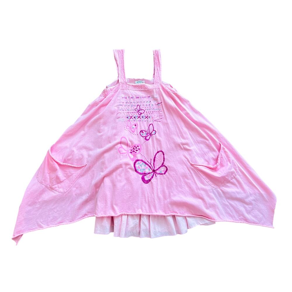 Naartjie Girls Yard Dress Trapeze 9 years XXXL Pink Butterfly Layered Swing Soft